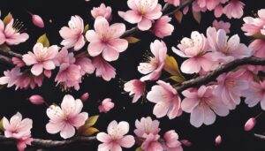 cherry blossom sakura pattern black background illustration