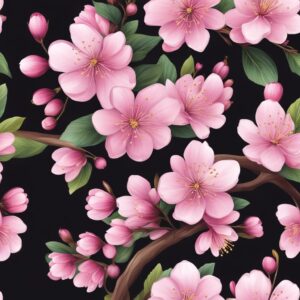 cherry blossom sakura pattern black background illustration