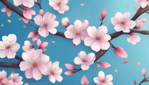 cherry blossom sakura pattern blue background illustration