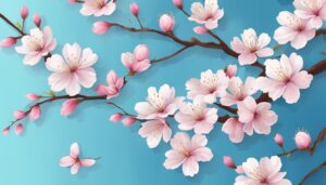 cherry blossom sakura pattern blue background illustration