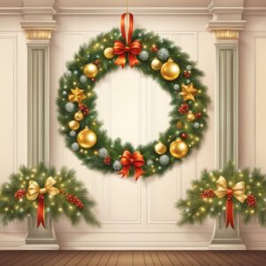 Christmas Wreath Wedding Backdrop Illustration