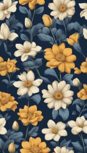 dark blue aesthetic background vintage flowers