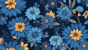 dark blue flowers aesthetic background illustration