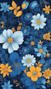 dark blue flowers aesthetic background illustration