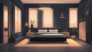 dark liminal space bedroom illustration
