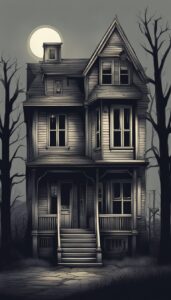 dark liminal space house illustration