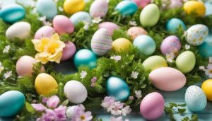 easter decorations wreaths and garlands aesthetic background