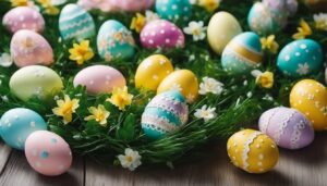 easter decorations wreaths and garlands aesthetic background