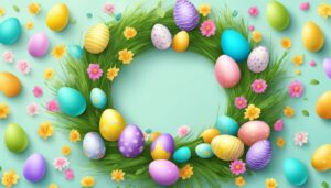 easter egg wreath aesthetic background illustration