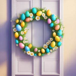 easter egg wreath aesthetic background illustration