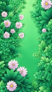 emerald green flowers aesthetic background illustration