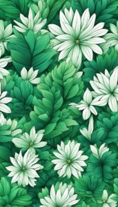 emerald green flowers aesthetic background illustration