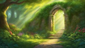 fantasy secret garden aesthetic illustration background