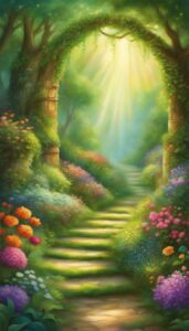 fantasy secret garden aesthetic illustration background