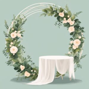 Floral Hoop Wreath Wedding Backdrop Illustration
