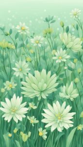 green flowers aesthetic background illustration