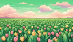 green tulips aesthetic background illustration
