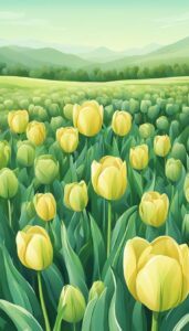green tulips aesthetic background illustration