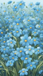 light blue flowers aesthetic background illustration