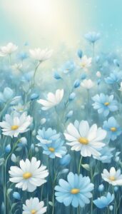 light blue flowers aesthetic background illustration