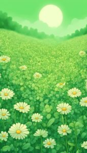 light green flowers aesthetic background illustration