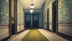 liminal space hallway aesthetic illustration background