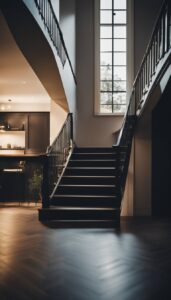 liminal space house stairs aesthetic background
