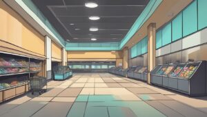 liminal space mall aesthetic illustration background