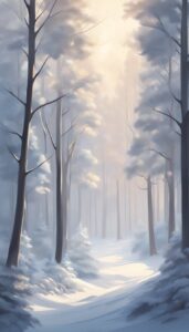 liminal space snowy winter forest aesthetic illustration background