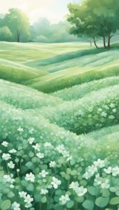 mint green flowers aesthetic background illustration
