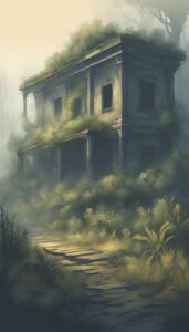 misty abandoned place aesthetic illustration background