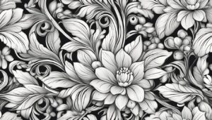 monochrome floral pattern background illustration