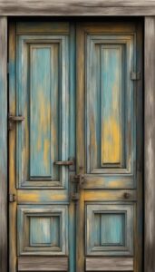 old wooden door aesthetic background illustration
