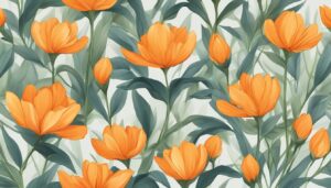 orange flowers aesthetic background illustration