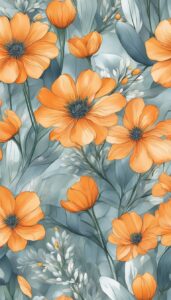 orange flowers aesthetic background illustration