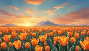 orange tulips aesthetic background illustration