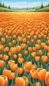 orange tulips aesthetic background illustration
