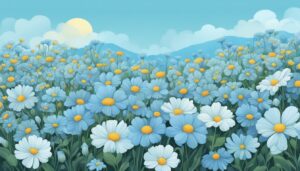 pastel blue flowers aesthetic background illustration