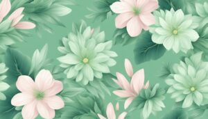 pastel green flowers aesthetic background illustration