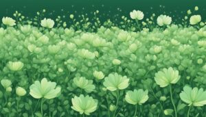 pastel green flowers aesthetic background illustration