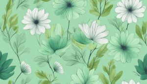 pastel green flowers aesthetic minimalist background illustration