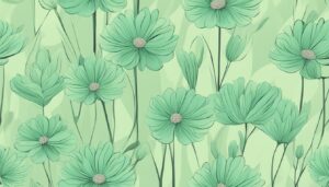 pastel green flowers aesthetic minimalist background illustration