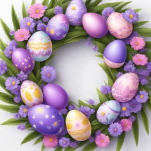 pink and purple easter wreath aesthetic background illustration