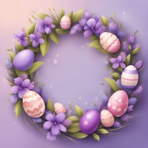 pink and purple easter wreath aesthetic background illustration