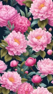 pink flower garden aesthetic background illustration