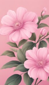 pink flowers aesthetic background illustration
