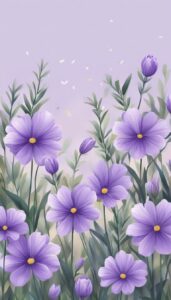 purple flowers aesthetic background illustration