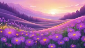purple flowers aesthetic background illustration