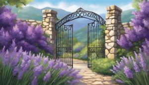 purple flowers secret garden aesthetic illustration background