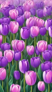 purple tulips aesthetic background illustration